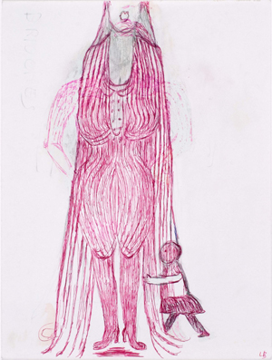 Bleistiftzeichnung mit roter Tinte